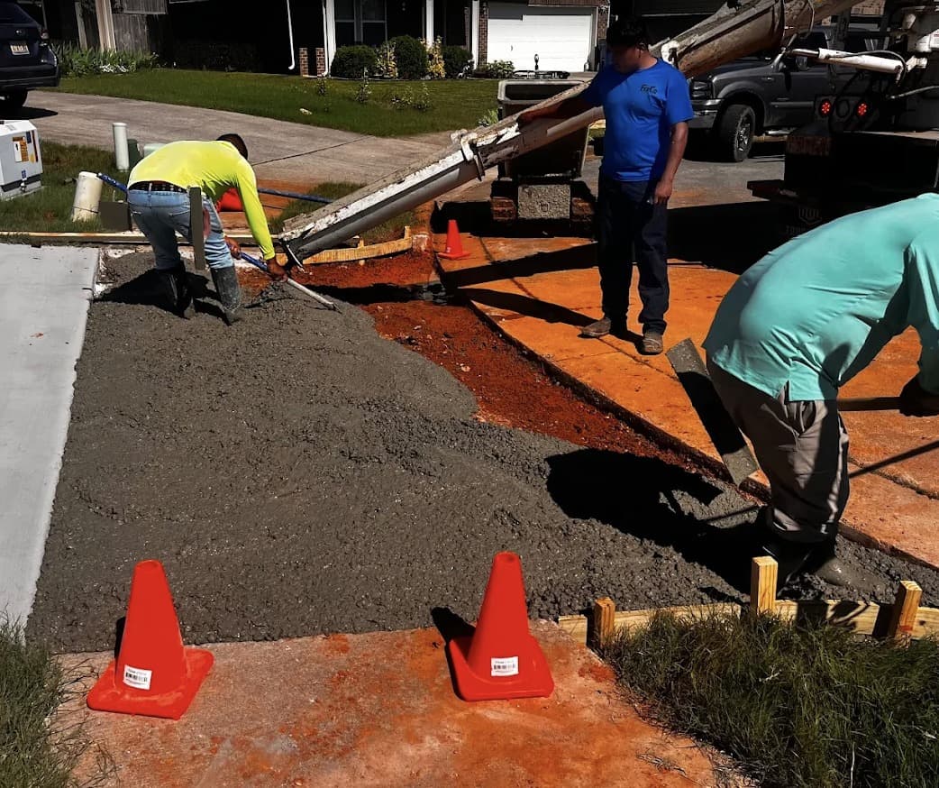 Stamped concrete driveway in Ross Bridge